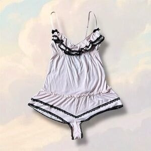 2012 VS light pink/black lacey ruffle one piece romper